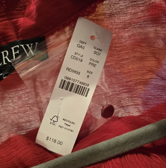 J.Crew Retail Sheer lace-trim button-up shirt And Cami red size 6 - Picture 6 of 11